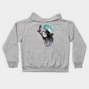 Lone Wolf - Howling At The Moon Kids Hoodie